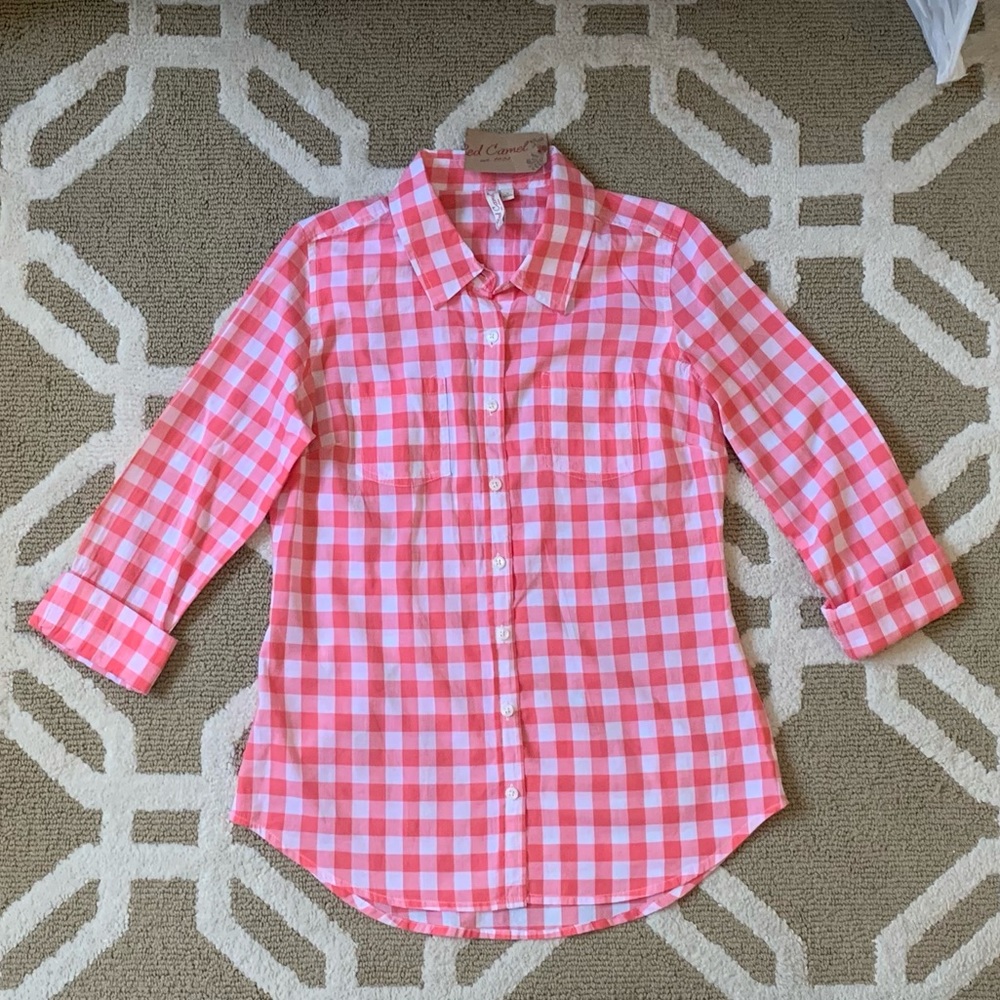 NWT Salmon (pinkish) and White Checked Blouse